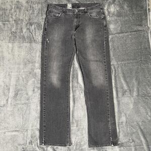 Volcom Jeans Mens 34x32 Gray Charcoal Wash Straight Distressed Stretch Denim